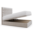 Adan Extra Deep Chesterfield Ottoman Storage Bed_ivory plush velvet