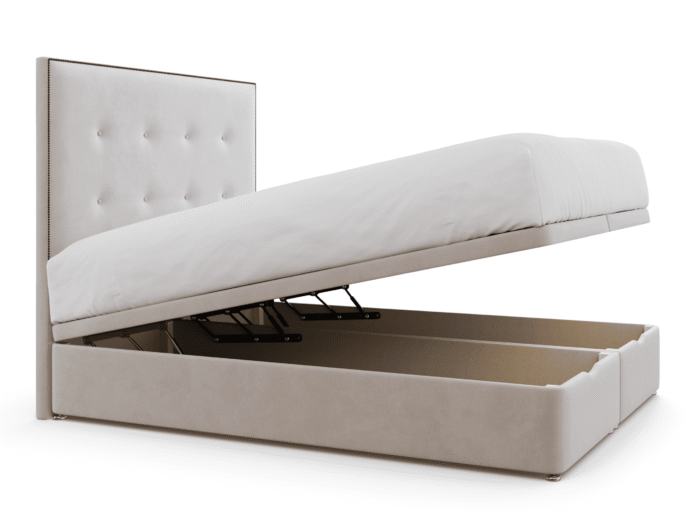 Chloe Upholstered Bed Frame_ ivory plush velvet