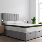 Modern,Scandinavian,Interior,Of,Bedroom,,wood,Bed,And,Bedside,Table