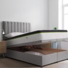 Modern,Scandinavian,Interior,Of,Bedroom,,wood,Bed,And,Bedside,Table