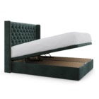 Elle Wing Floating Ottoman Bed Frame With Studs_emerald plush velvet