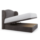 Winged Upholstered Headboard_charcoal plush velvet